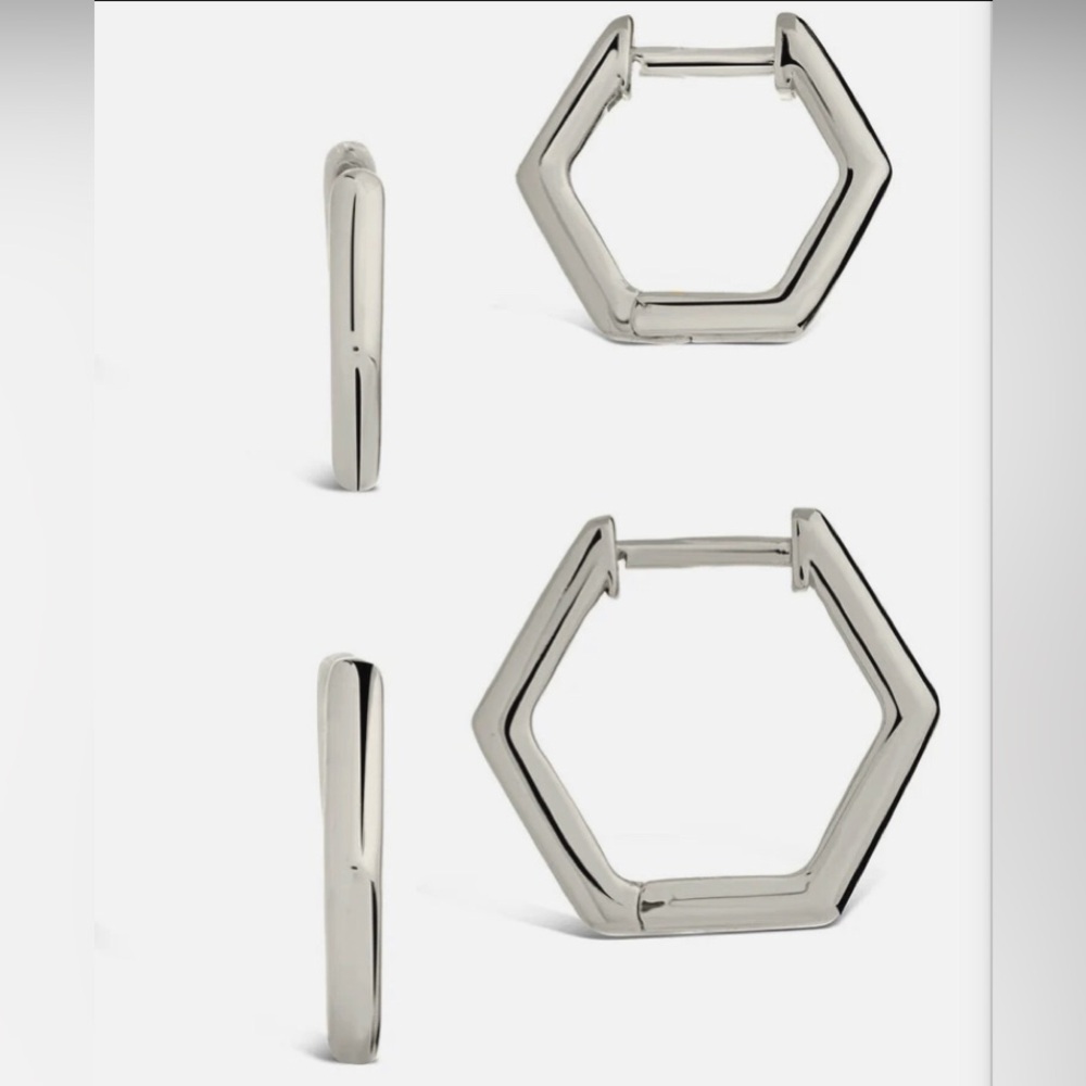 Sterling Forever EMMY GEOMETRIC HOOP EARRING SET OF 2